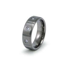 8 mm Titanium Wedding Band with Three Cubic Zirconium